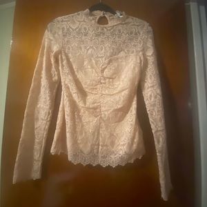 GUESS 🎀 Light Pink Lace Long Sleeve Top